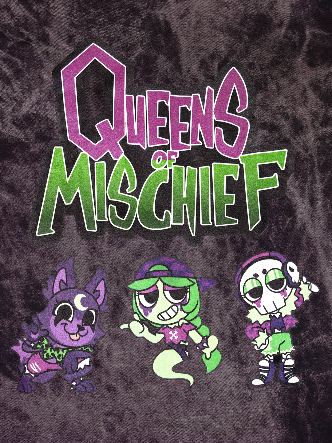 image: queens of mischief text. eclipse, connie, and ribecca.