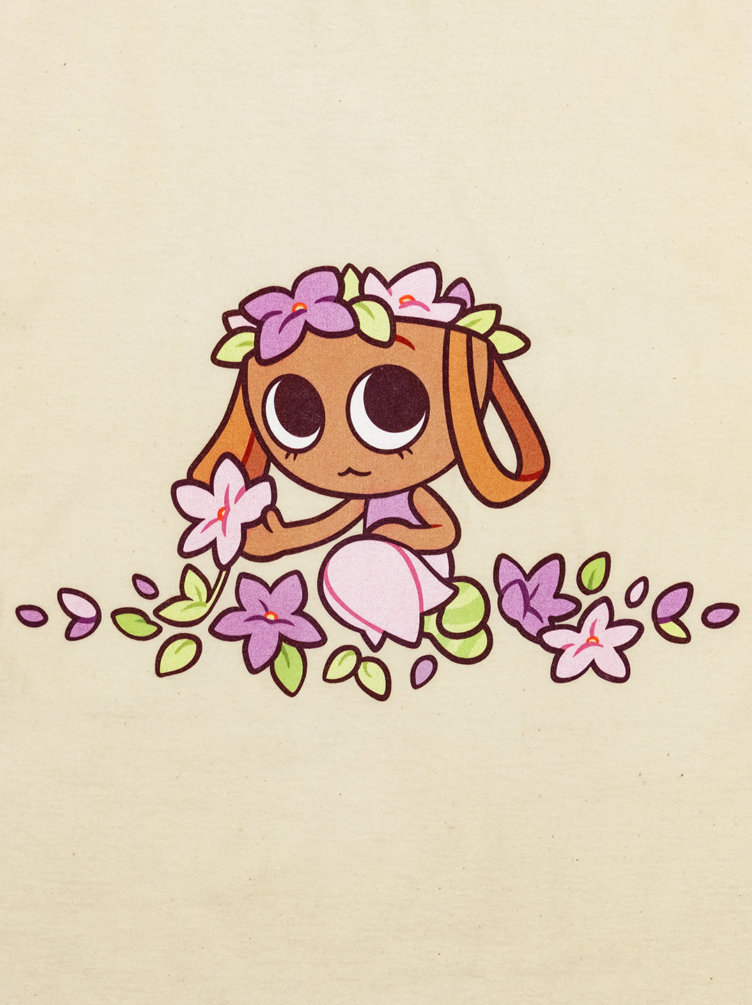 cartoon character that looks like a basket with flowers in her head and around her