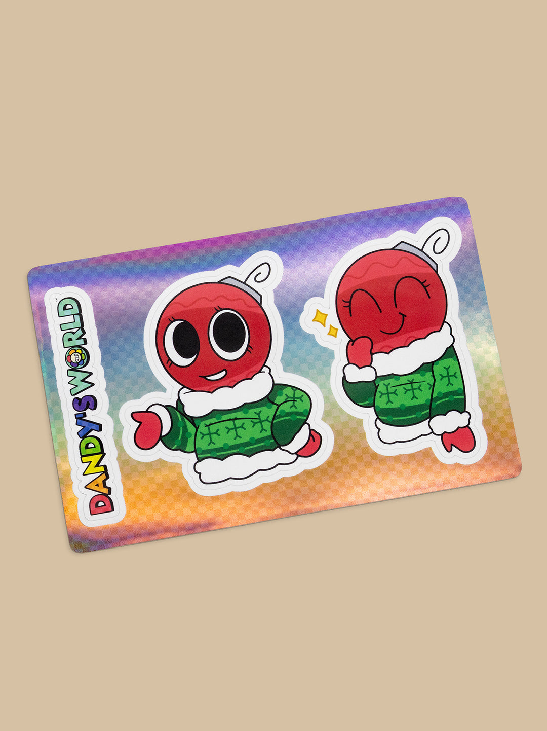Sticker with cartoon characters on a gradient background