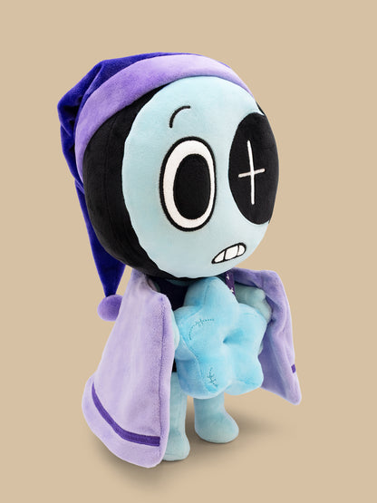 astro plush holding star pillow facing side