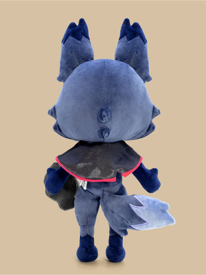 wolf character wearing cape holding charm back