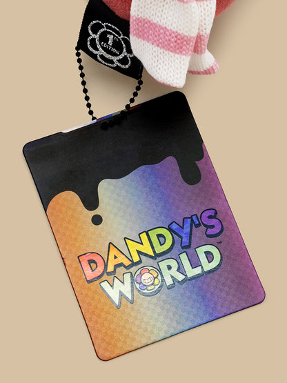 Colorful card with 'Dandy's World' text on a beige background